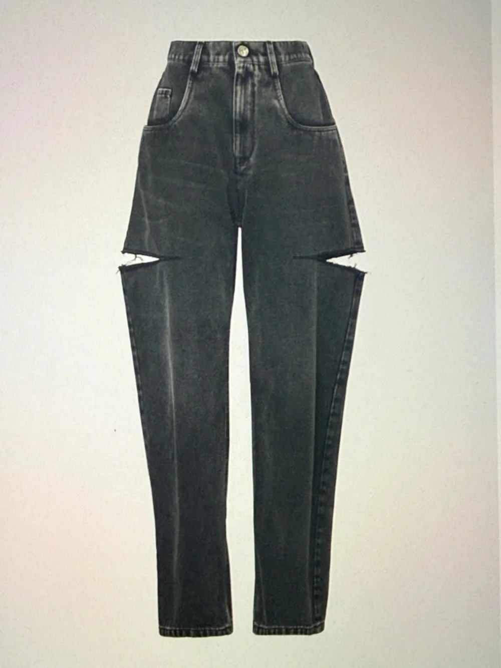 Maison Margiela Distressed Wash Black Wide-Leg Cut-out Jeans - Picture 1 of 6